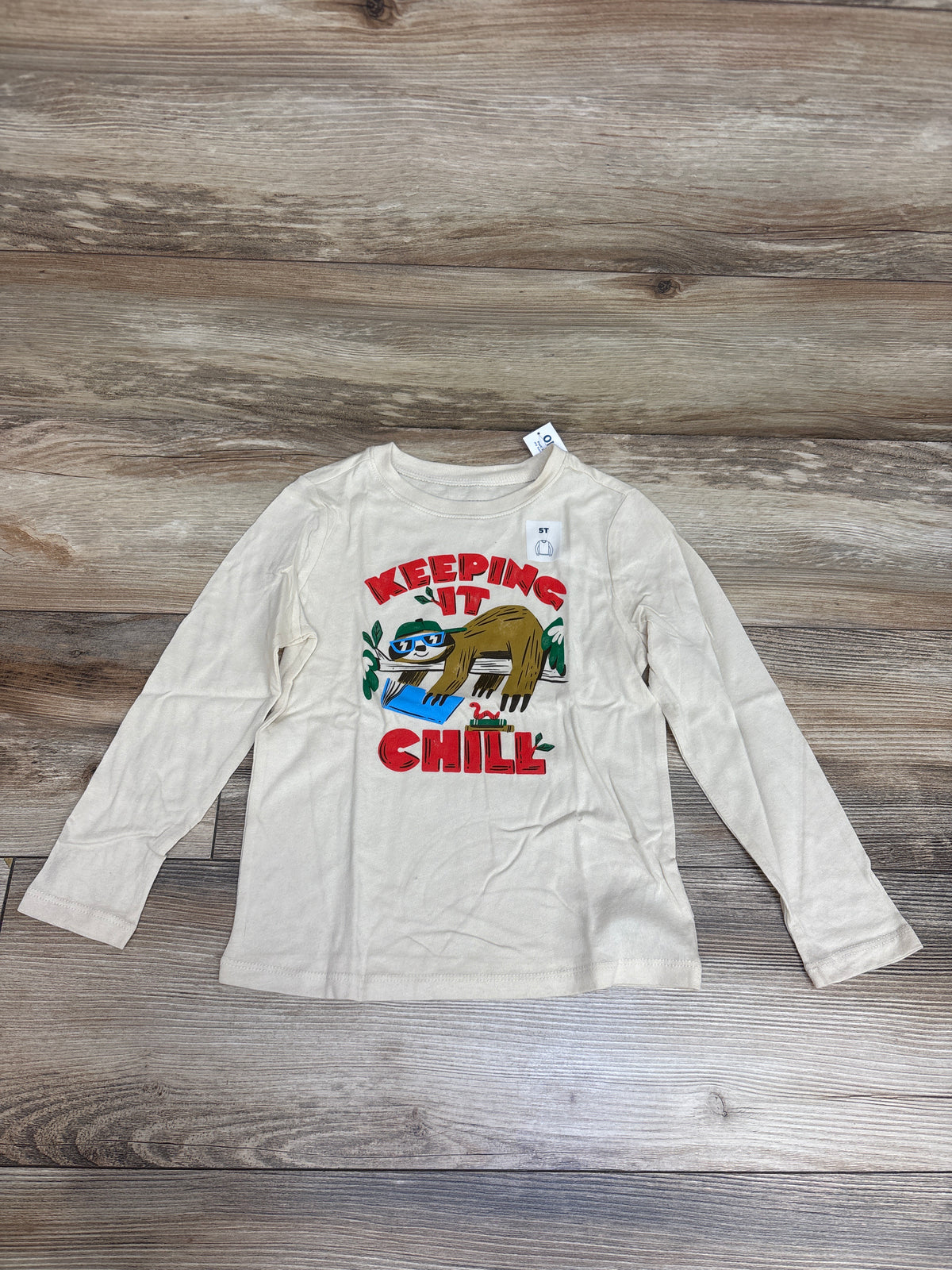 NEW Old Navy Keeping It Chill Long Sleeve Shirt Cream sz 5T