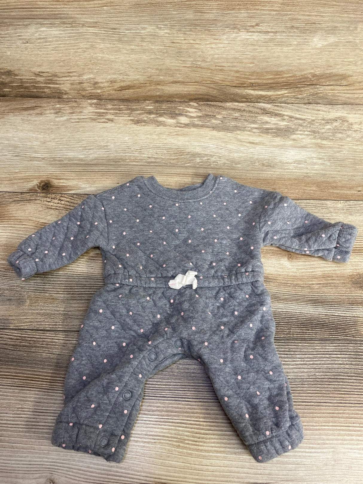 Carter's Polka Dot Quilted Sweater Romper Grey sz Newborn