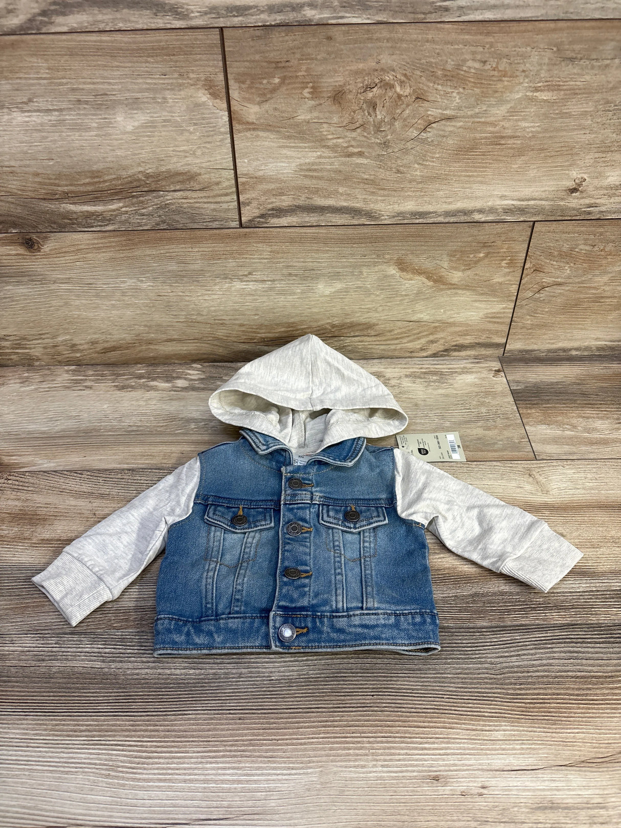 NEW Okie Dokie Hooded Denim Jacket Grey/Blue sz 3m