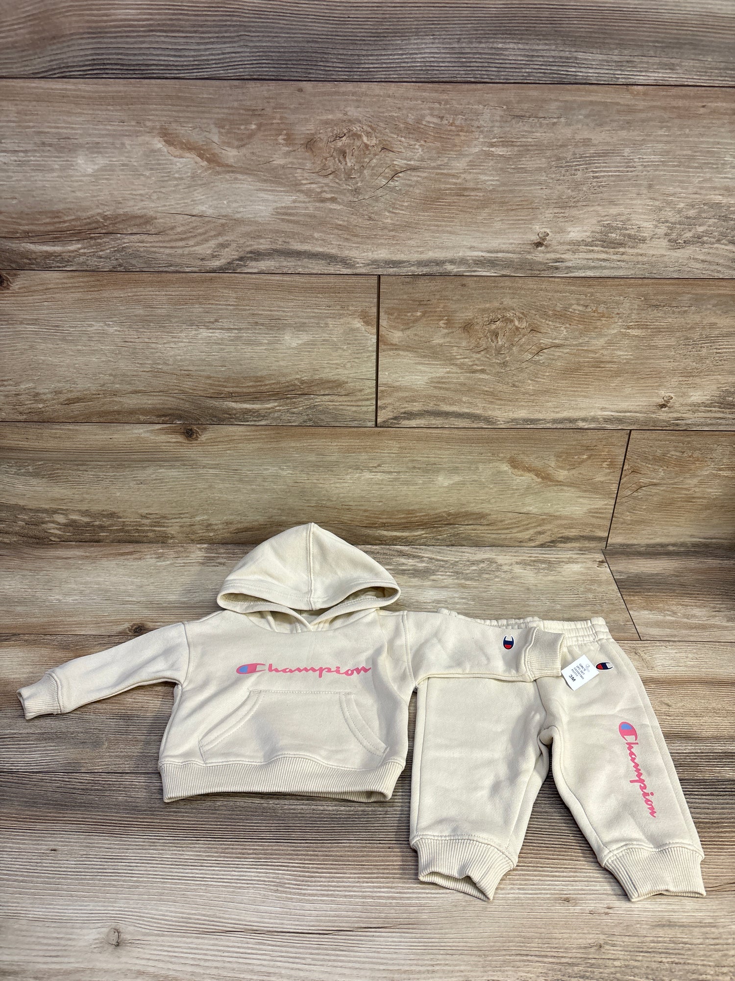 NEW Champion 2pc Pullover Sweatshirt & Joggers Set Beige sz 3m