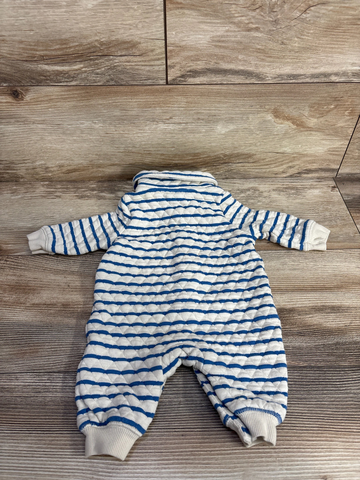 Old Navy Striped Quilted Coverall White/Blue sz 0-3m