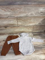 Mario Lopez 2pc Waffle Knit Henley Pull Over & Jogger Set Grey sz 12m