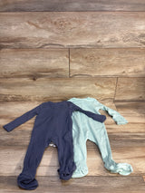 NEW Cloud Island 2pk Ribbed Sleeper Set Turquoise sz 6-9m