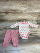 The Peanutshell 2pc Elephant Print Bodysuit & Pants Cream sz 0-3m