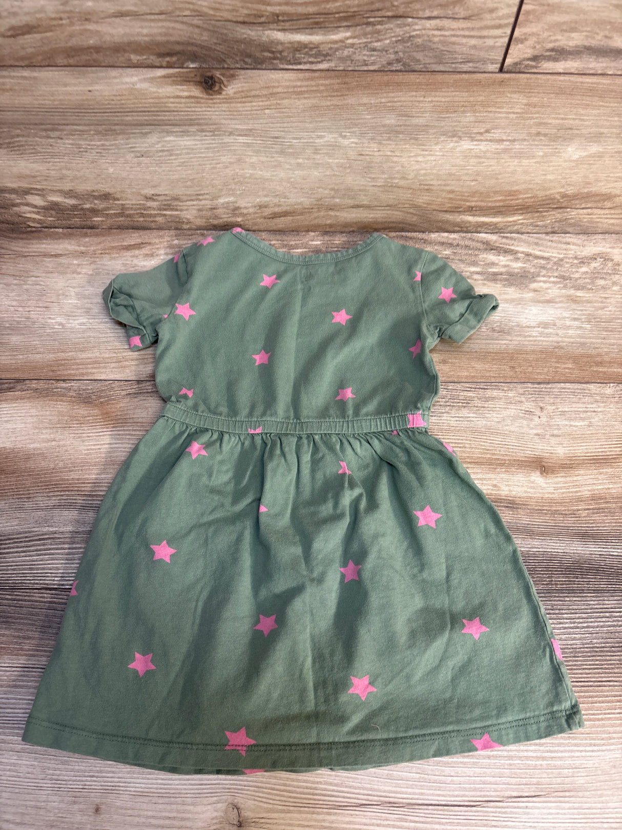 Baby Gap Star Print Sinched Waist Dress Olive sz 4-5T