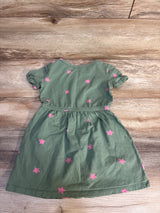Baby Gap Star Print Sinched Waist Dress Olive sz 4-5T