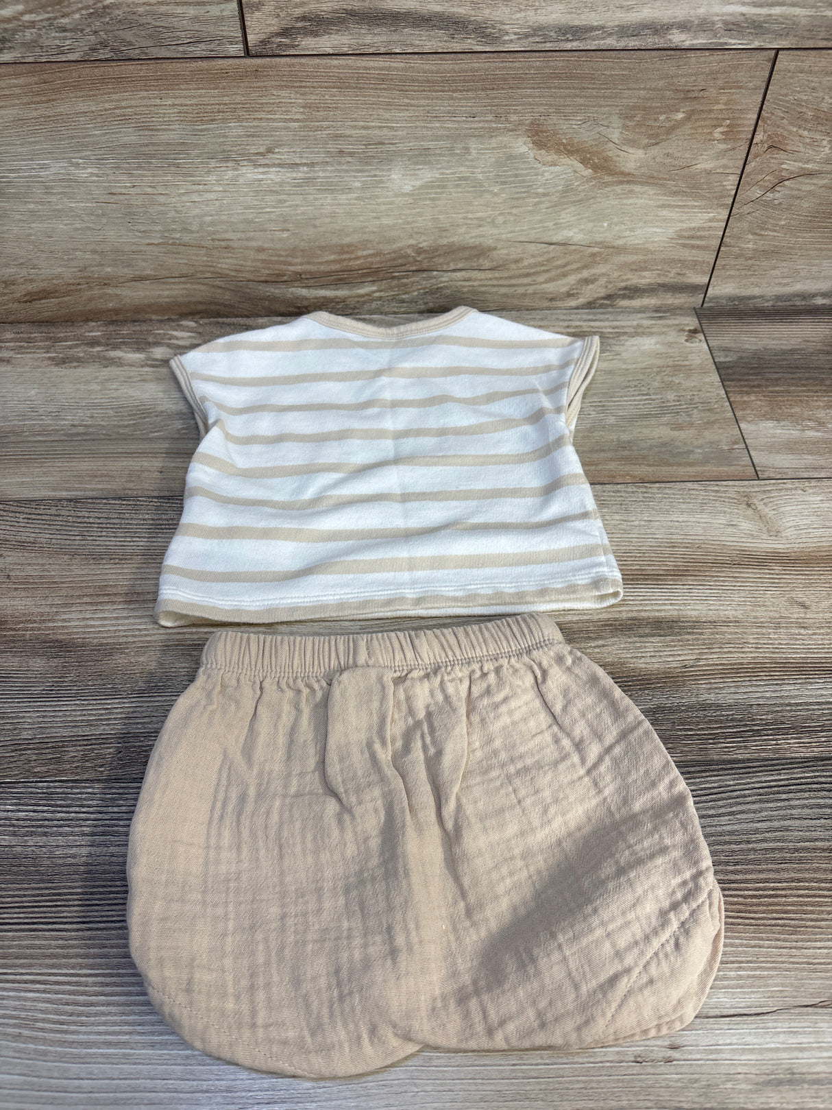 Old Navy Striped Crab Shirt & Gauze Bottoms Set Beige sz 3-6m