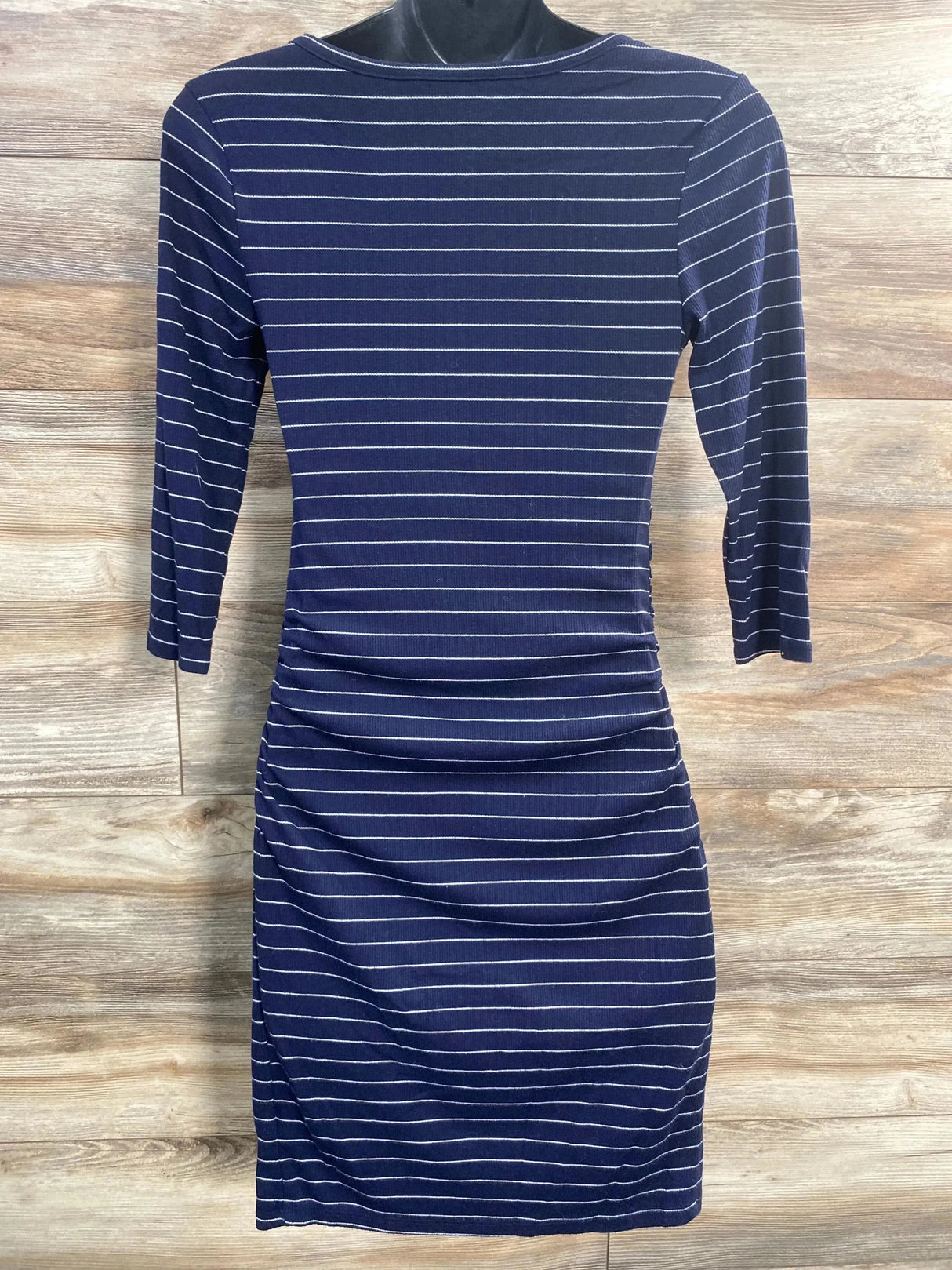 Isabel Maternity Striped Henley Dress Navy sz XS