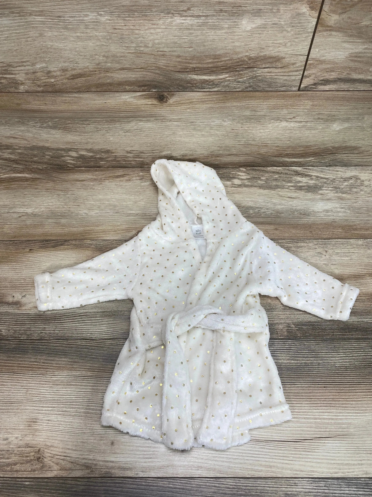 Polka Dot Fleece Hooded Robe White sz 0-9m