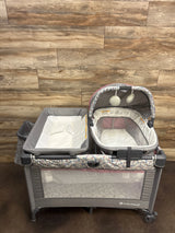 Baby Trend Nursery Den Playard with Rocking Cradle - Daisy Pink