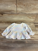 Cat & Jack Tie-Dye Waffle Knit Peplum Top White sz 12m