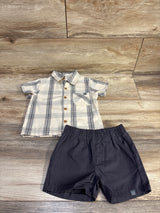 Modern Moments 2pc Button-Up Shirt & Shorts Set Cream sz 12m