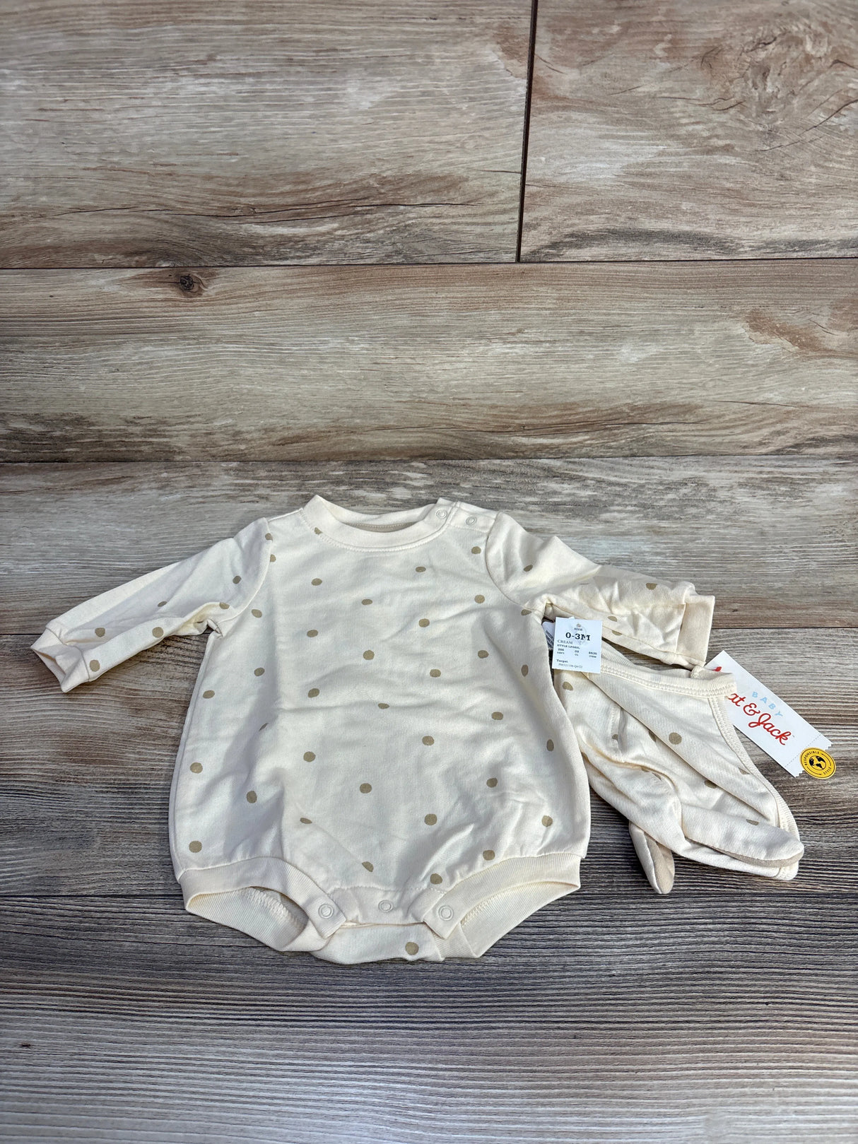 NEW Cat & Jack Polka Dot Bodysuit & Hat Set Yellow sz 0-3m