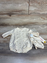 NEW Cat & Jack Polka Dot Bodysuit & Hat Set Yellow sz 0-3m