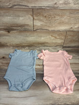 Little Planet Organic 2pk Striped Bodysuits Coral/Blue sz 18m