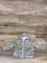 Penelope Mack Floral Fleece Lined Waterproof Jacket Green sz 12m