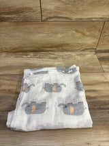 Elephant Print Muslin Swaddle Blanket White