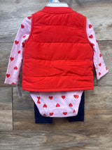 NEW Carter's 3pc Vest, Heart Print Bodysuit, & Pants Set Pink sz 6m