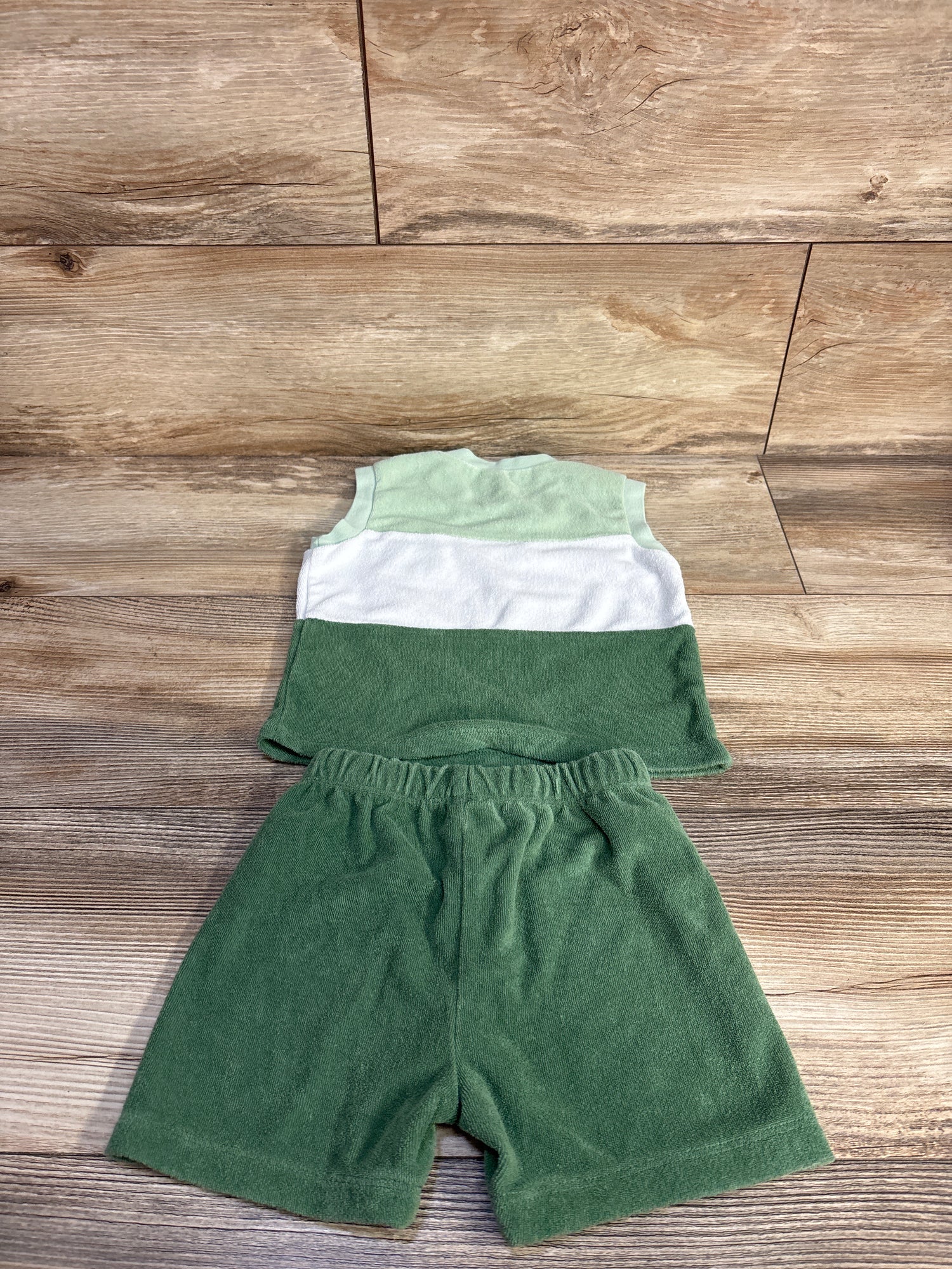 Pl Baby 2pc Terry Tank Top & Shorts Set Green sz 12m