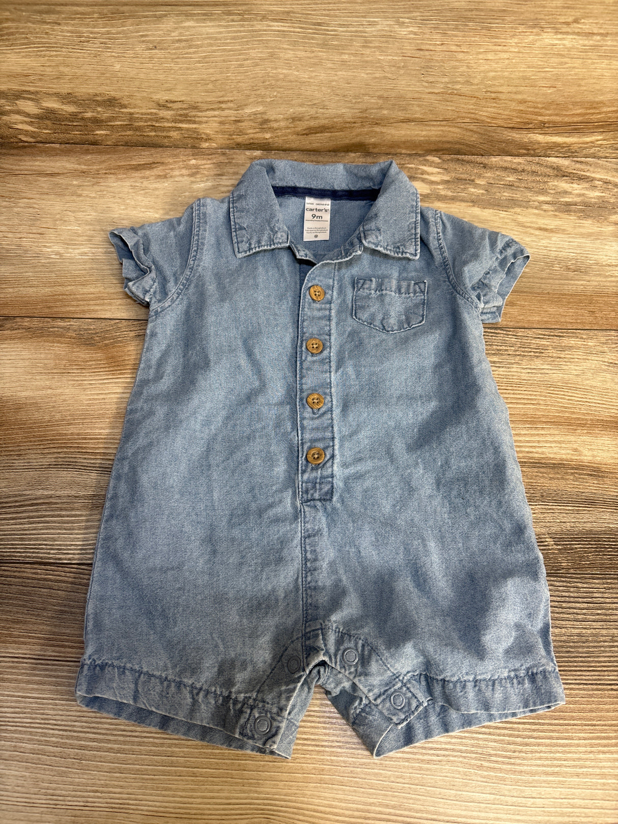 Carter's Polo Chambray Romper Blue sz 9m