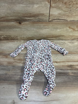 Angel Dear x Spearmint Love Leopard Bamboo Ruffle Footie White sz 0-3m