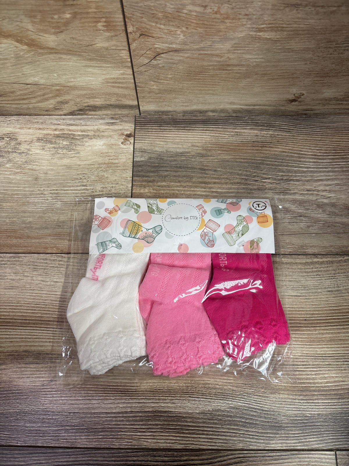 NEW Comfort by ITG 6pk Girls Socks Pink sz 4-6T