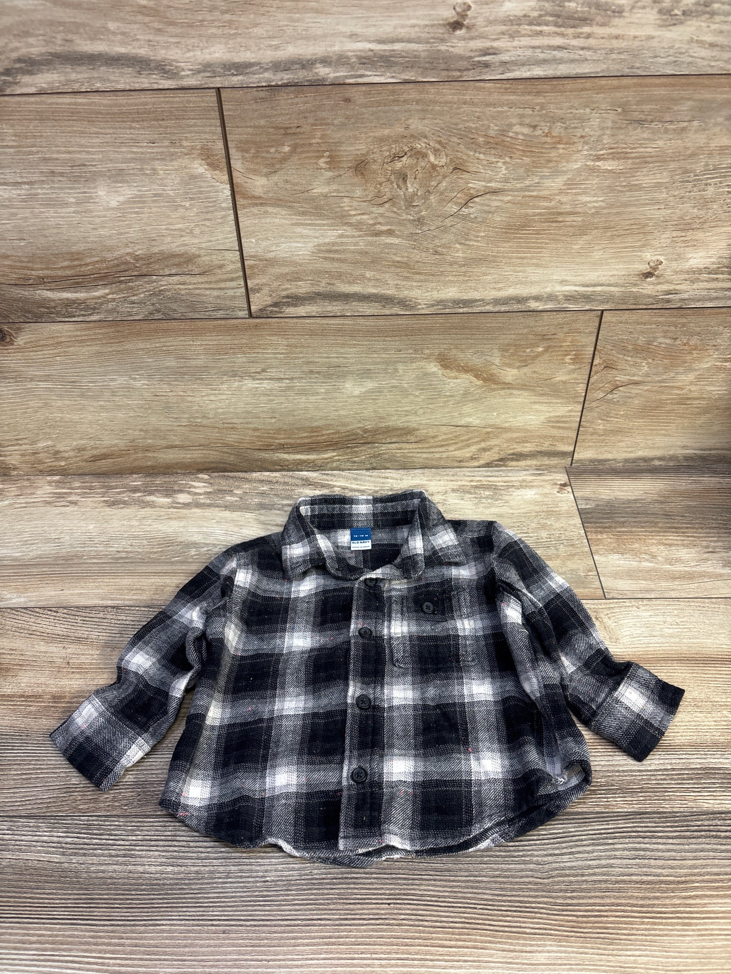 Old Navy Button Up Flannel Grey sz 12-18m