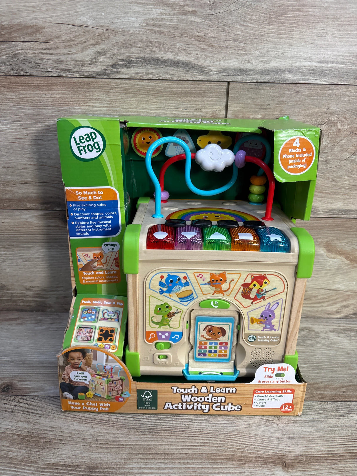 NEW LeapFrog Touch & Learn Wooden Activity Cube
