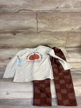 NEW Cat & Jack 2pc Pumpkin Long Sleeve Shirt & Joggers Set Beige sz 4T