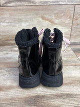 OshKosh Fur-Lined Patent Leather Lace-Up Boots Black sz 7c
