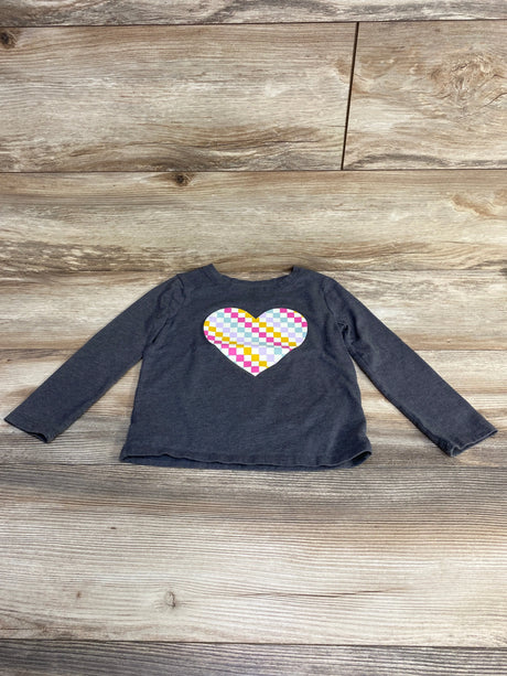 Cat & Jack Long Sleeve Checkered Heart Shirt Grey sz 4T - Me n Mommy To Be
