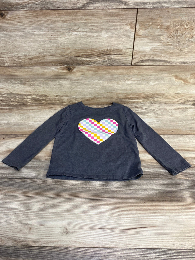 Cat & Jack Long Sleeve Checkered Heart Shirt Grey sz 4T - Me n Mommy To Be