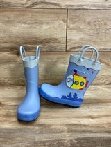 Cat & Jack Jasper Shark Rain Boots Blue sz 7c