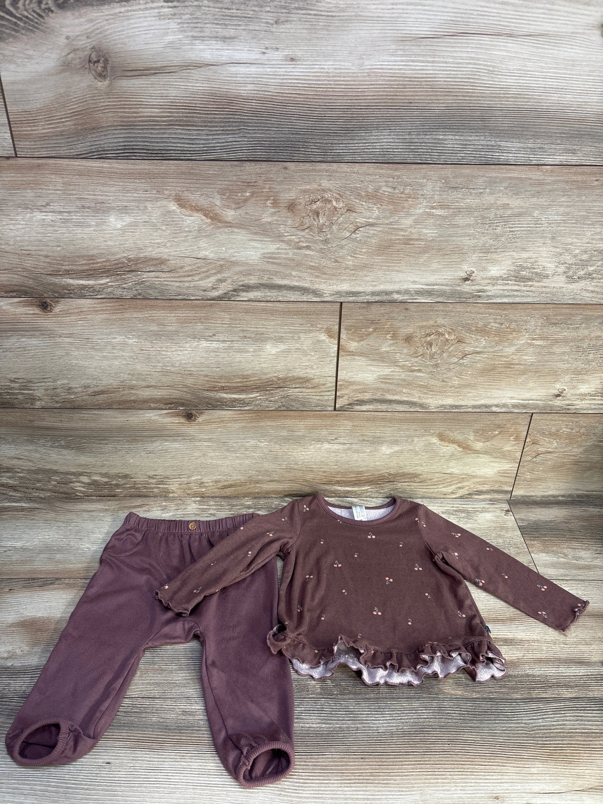 Modern Moments 2pc Long Sleeve Shirt & Pants Set Burgundy sz 18m