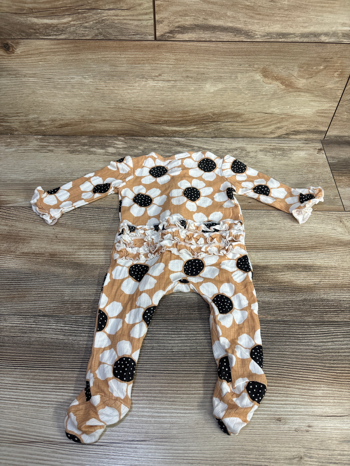 Little Me Bamboo Ruffle Sleeper Tan sz 3m