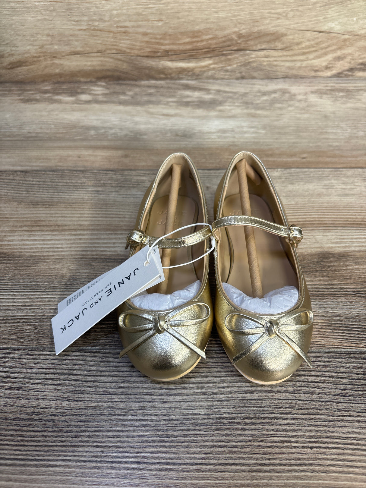 NEW Janie & Jack Gold Metallic Bow Ballet Flat sz 9c