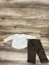 H&M 3pc Button-Up Shirt & Pants Set Cream sz 12m