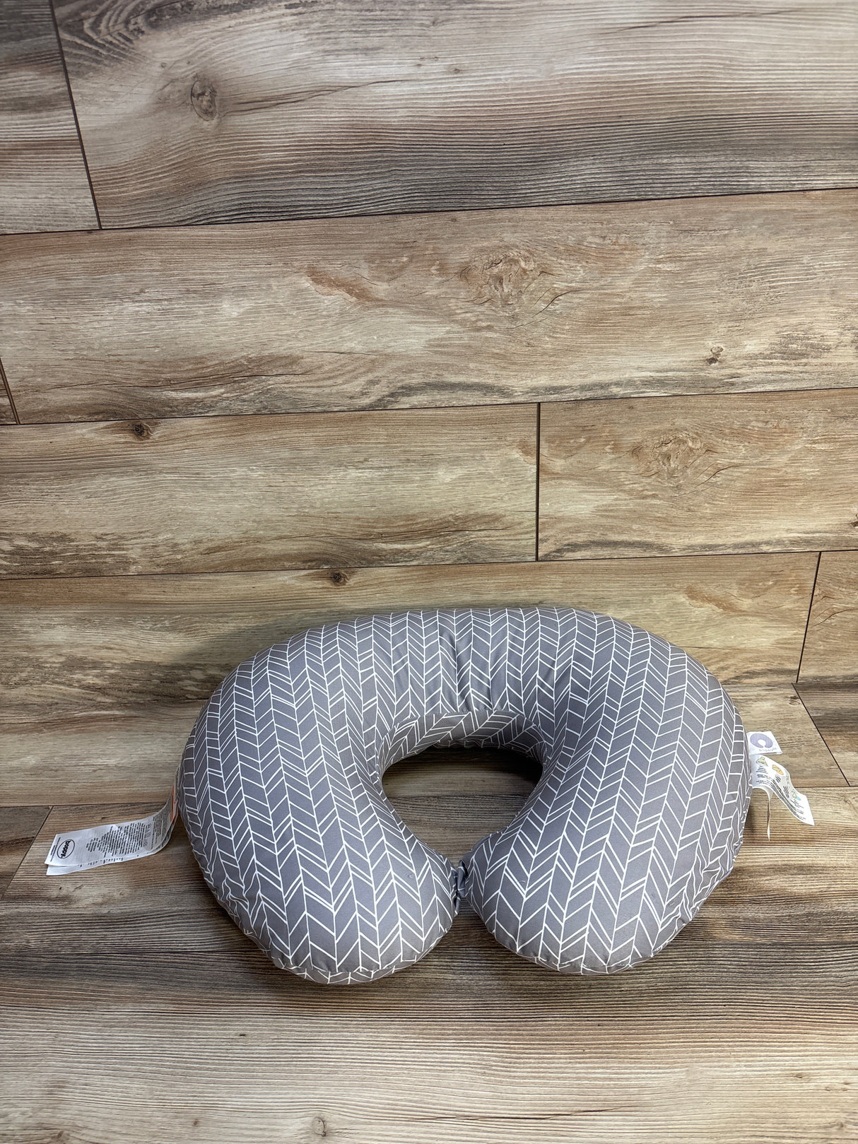Boppy Nursing Pillow with Grey Chevron Slipcover