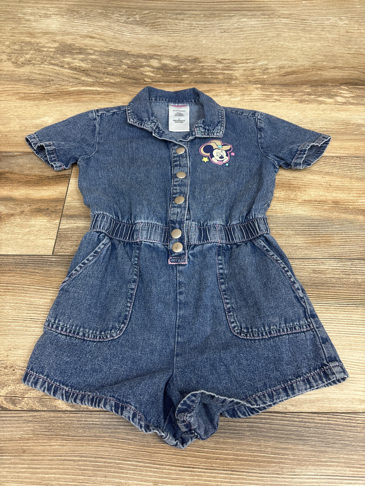 Disney Junior Minnie Mouse Western Denim Romper Blue sz 4T