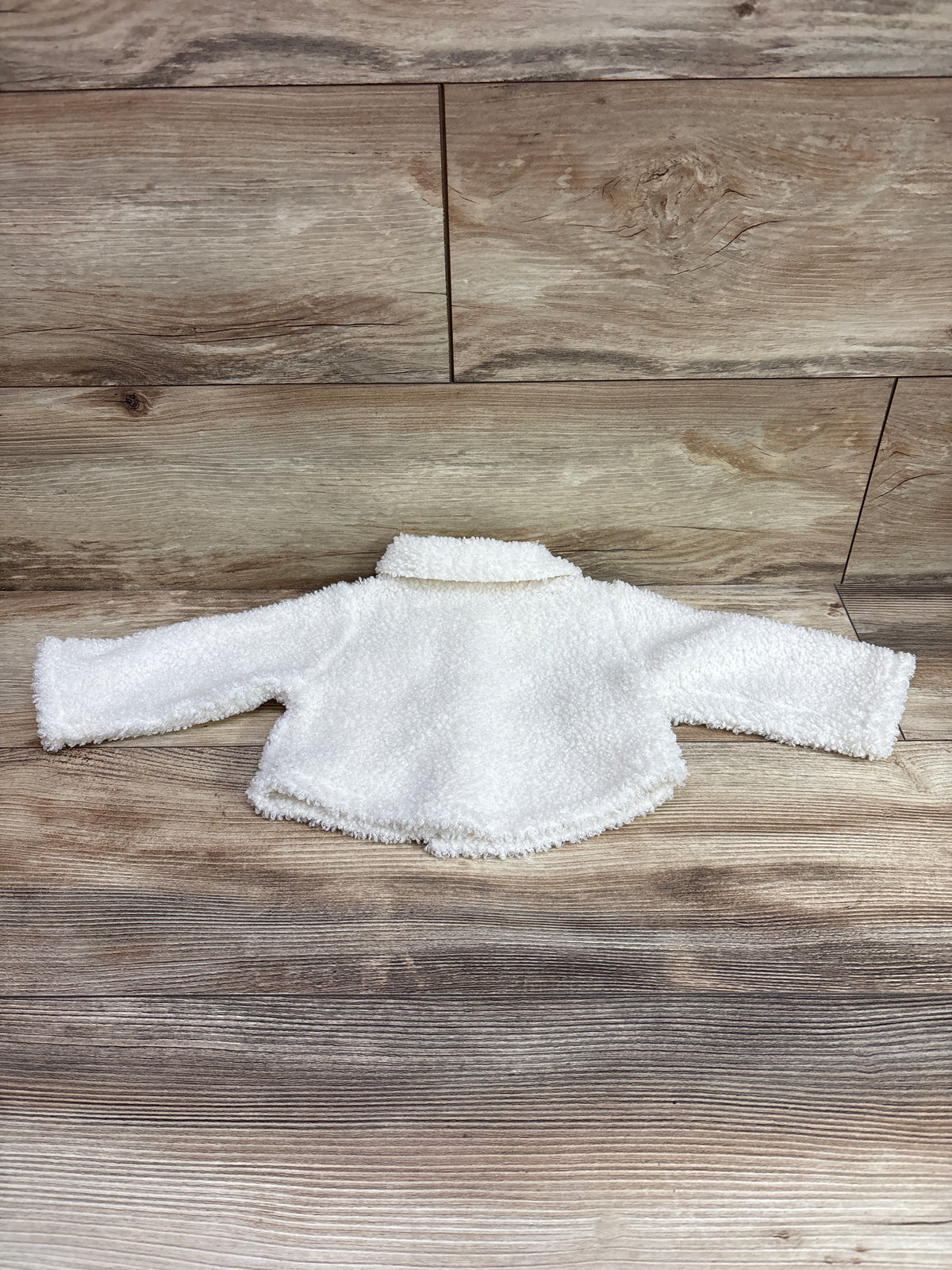 Shein Embroidered Sherpa Button-Up Jacket Ivory sz 3-6m