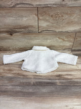 Shein Embroidered Sherpa Button-Up Jacket Ivory sz 3-6m