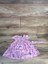 Picapino 2pc Butterfly Dress & Headband Set Pink sz 18m