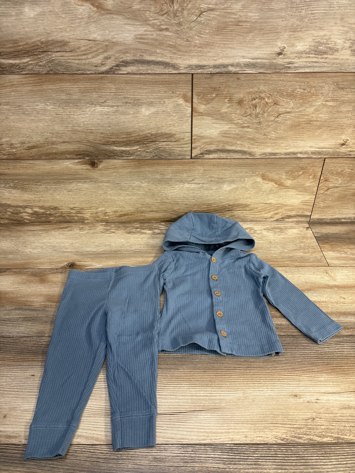 Carter's 2pc Ribbed Button Up Shirt & Bottoms Set Light Blue sz 12m