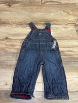 NEW OshKosh Buffalo Check Denim Overalls Blue sz 12m