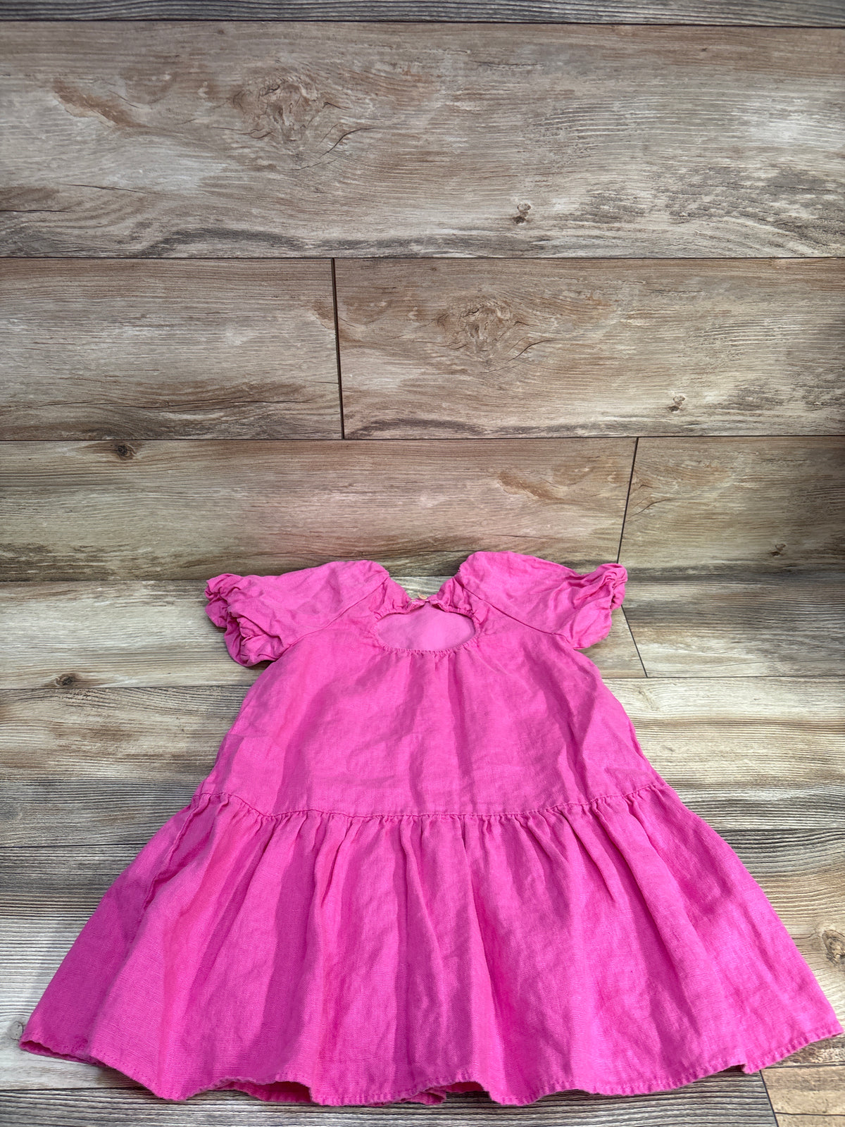 Zara Linen-Blend Puff Sleeve Dress Pink sz 4-5T