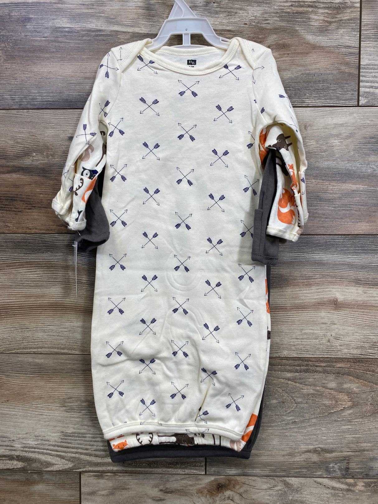 NEW Hudson Long-Sleeve Gowns 3pk Forest sz 0-6m
