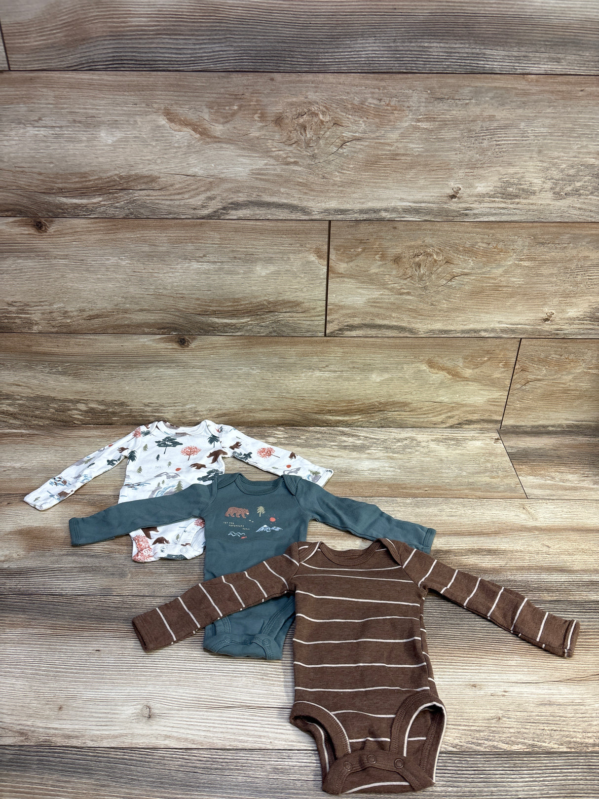 Just One You 3pk Long Sleeve Bodysuits Brown sz Newborn