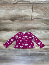 Baby Gap Long Sleeve Lettuce Trim Floral Shirt Fuchsia sz 6-12m