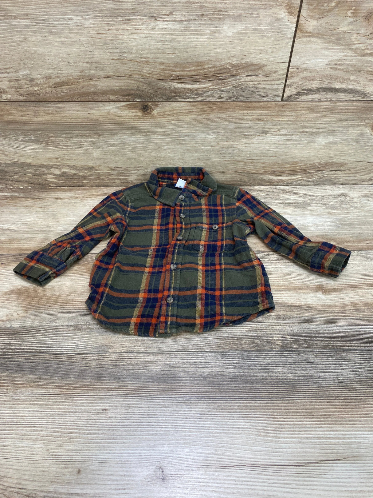 Old Navy Plaid Flannel Shirt Green sz 18-24m