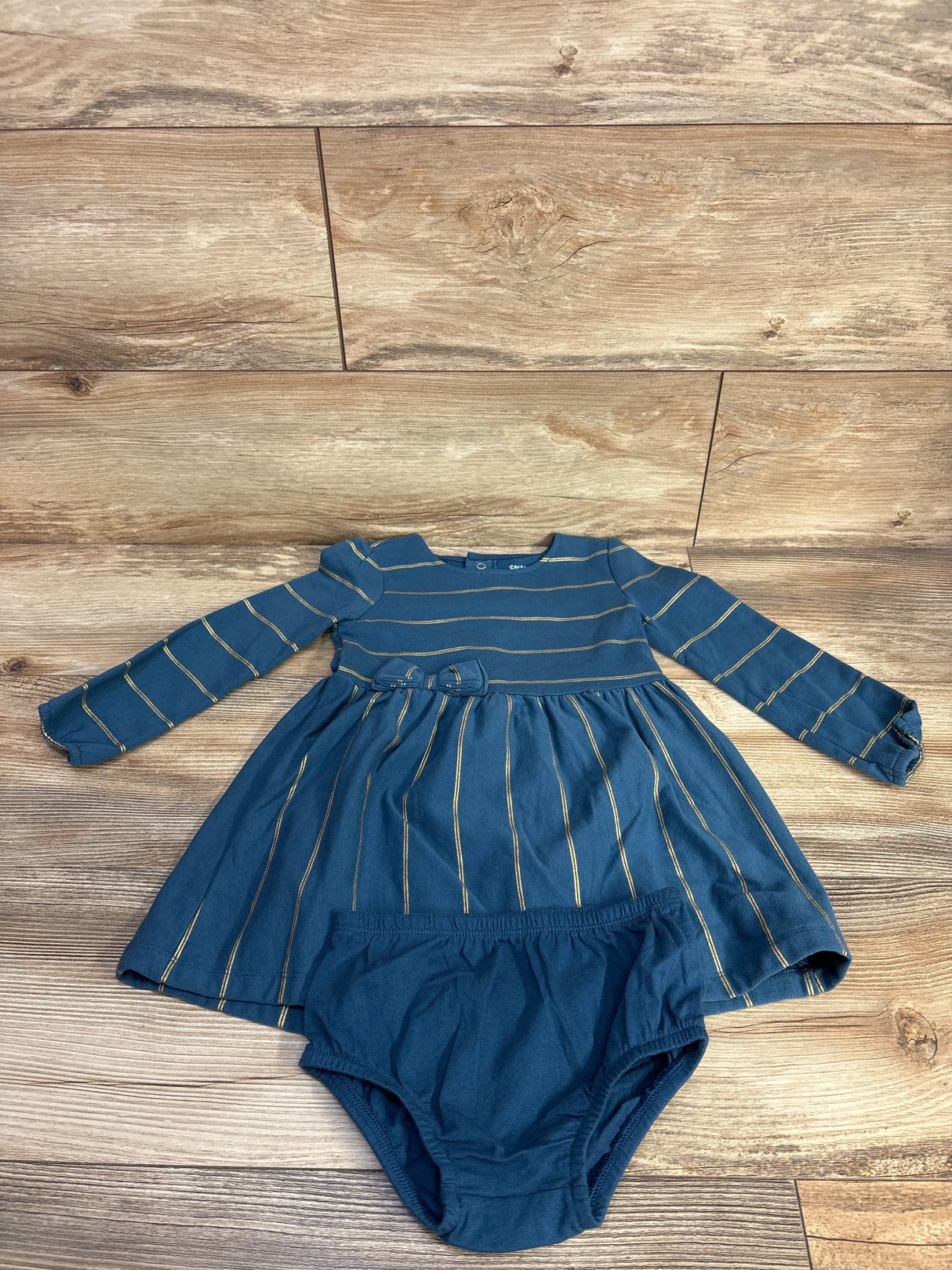 Carter's 2pc Long Sleeve Striped Dress & Bloomers Set Blue sz 24m